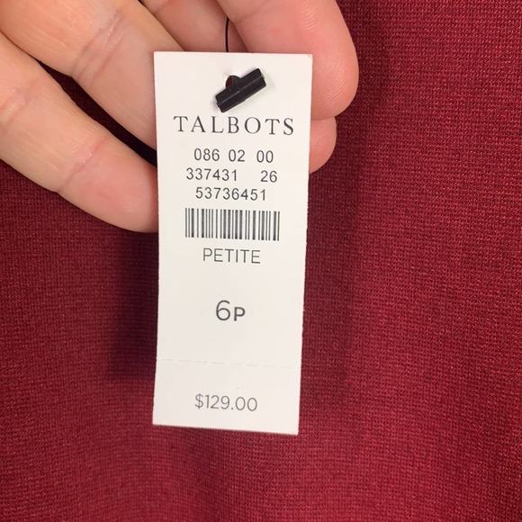 TALBOTS Wine Red Ruffle Hem Career Dress 6 Petite - Picture 5 of 9